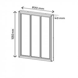 Verrière acier noir 3 vitrages Opale H 105 X L 83 cm