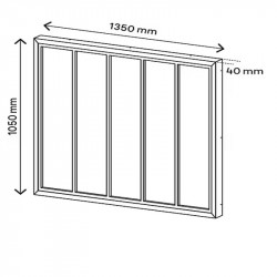 Verrière acier blanc 5 vitrages opales H 105 X L 135 cm