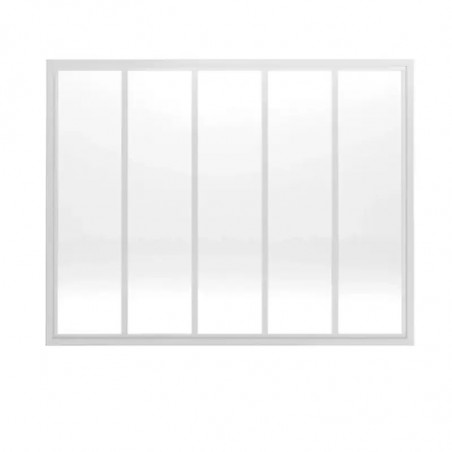 Verrière acier blanc 5 vitrages opales H 105 X L 135 cm